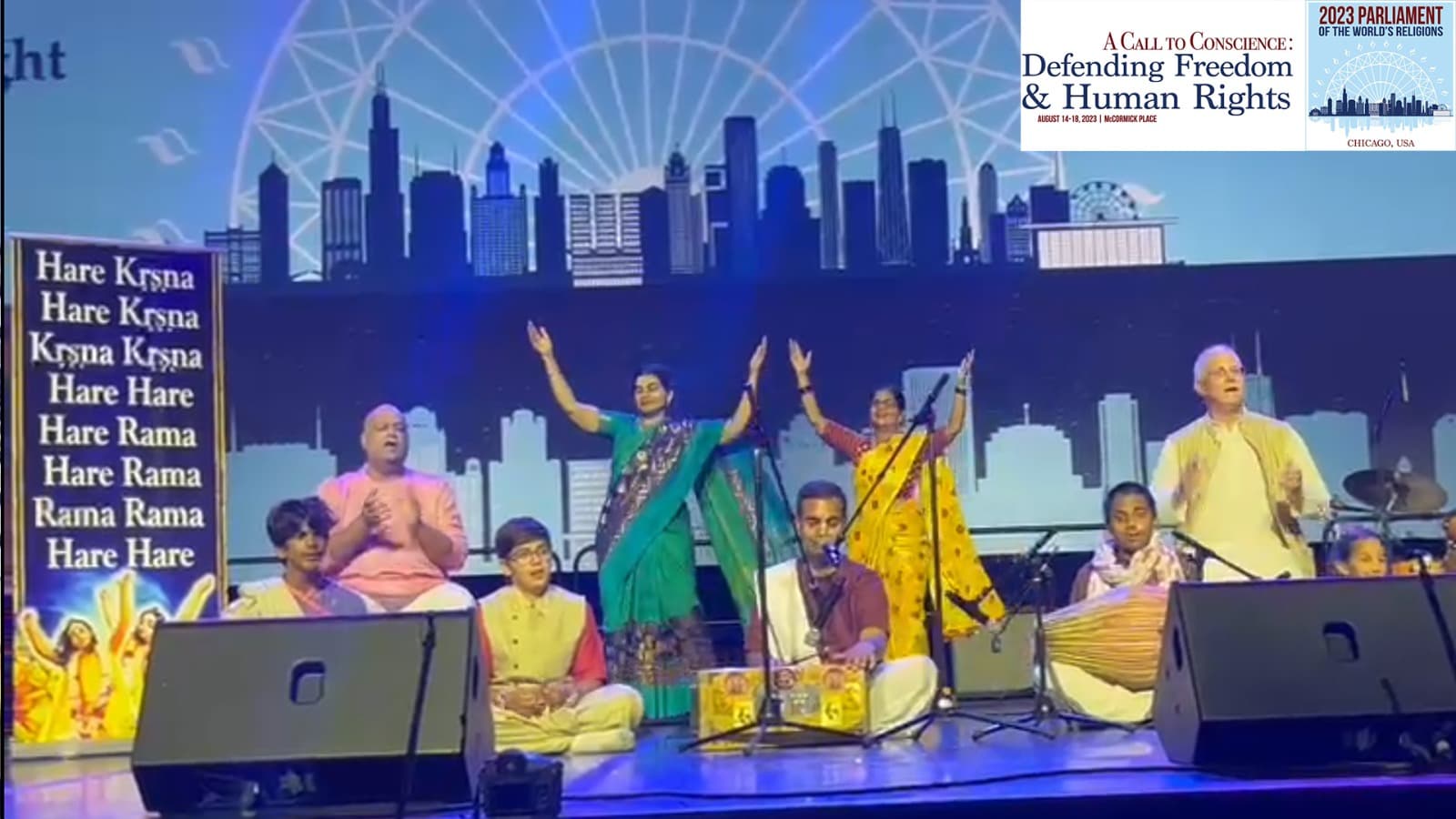 Anuttama Dasa, the Global Director of Communications for the ISKCON with Radha Kund mataji and youngsters, chanting Hare Krishna mantra