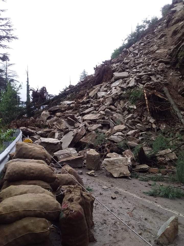 Road closure due to landslide near Chalnair