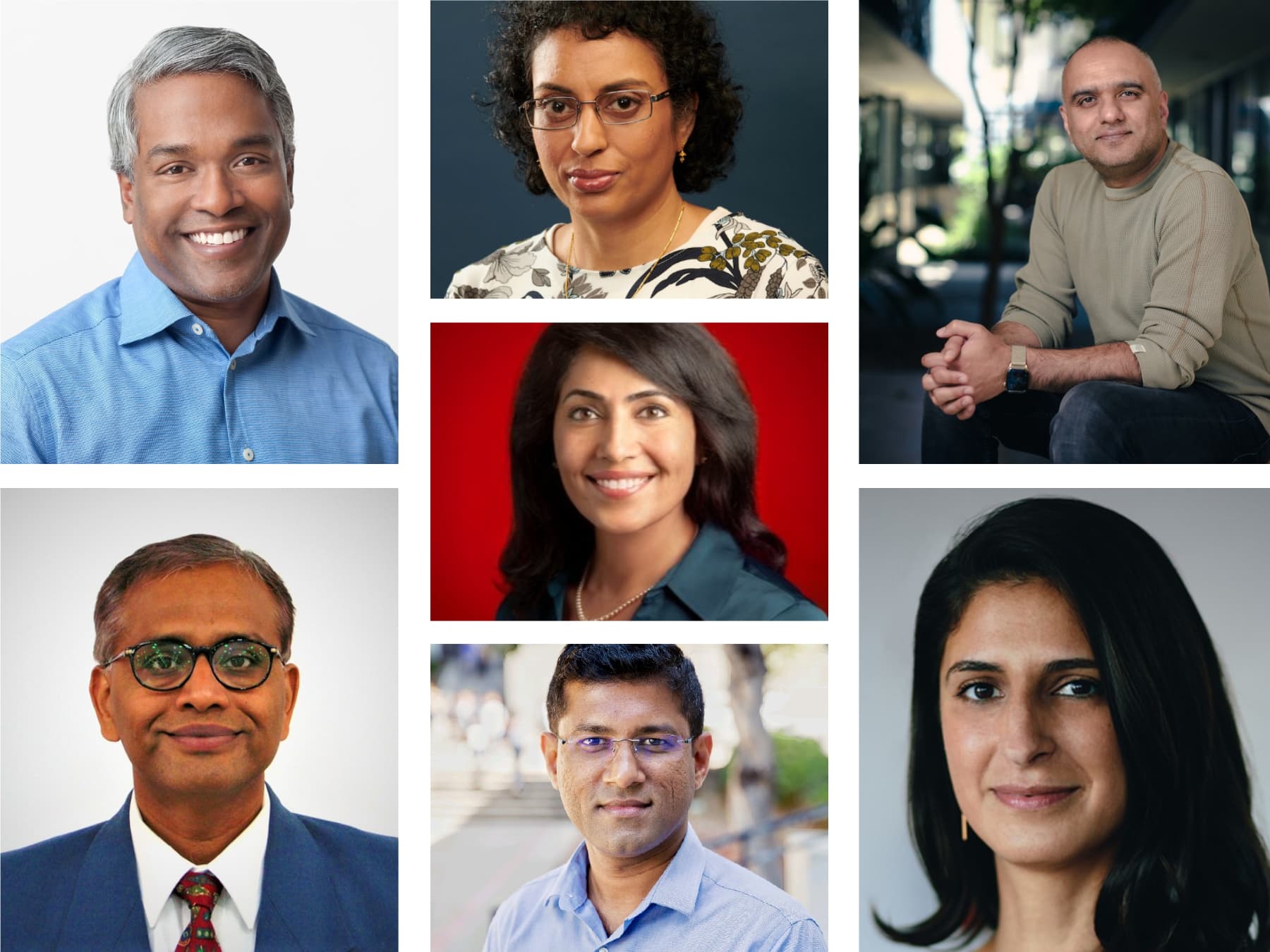 Clockwise - Thomas Kurian, Rama Akkiraju, Dheeraj Pandey, Nina Tandon, Praveen Vayalamkuzhi, Surbhi Kaul, Muthu Sivanantham