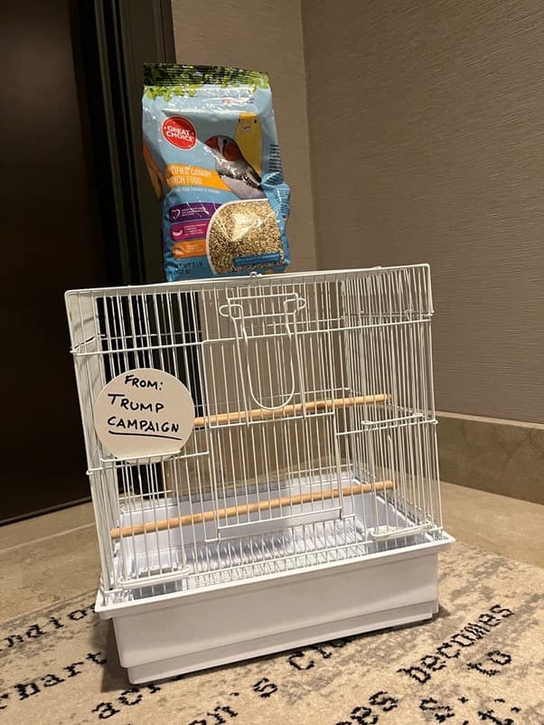 Bird cage presented to Nikki Haley