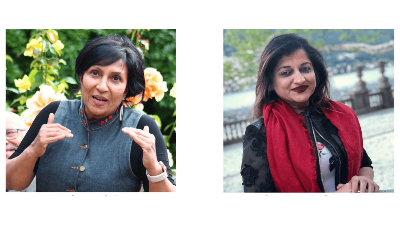 Asha Jadeja, founder of Motwani Jadeja Foundation (left); and Dharti Arvind Desai, founding co-chair of TiE Women Program (right)