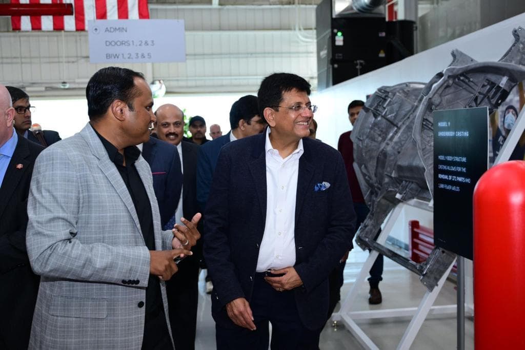 Piyush Goyal at Tesla unit 