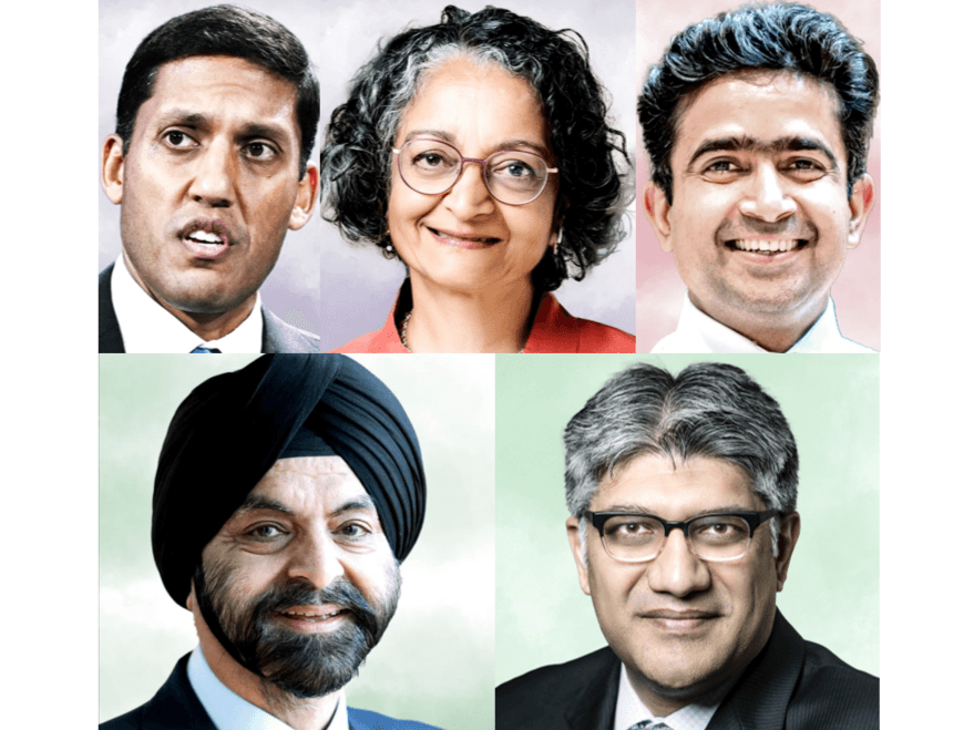 Rajiv J. Shah(Top Left), Geeta Aiyer (Centre), Manoj Sinha (Top Right), Ajay Banga(Bottom Left) and Jigar Shah (Bottom Right)