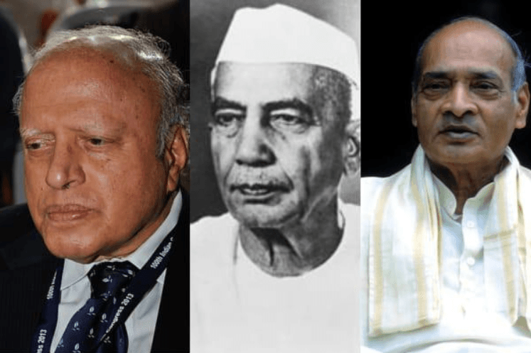 From left to right. MS Swaminathan, Chaudhary Charan Singh, PV Narasimha Rao