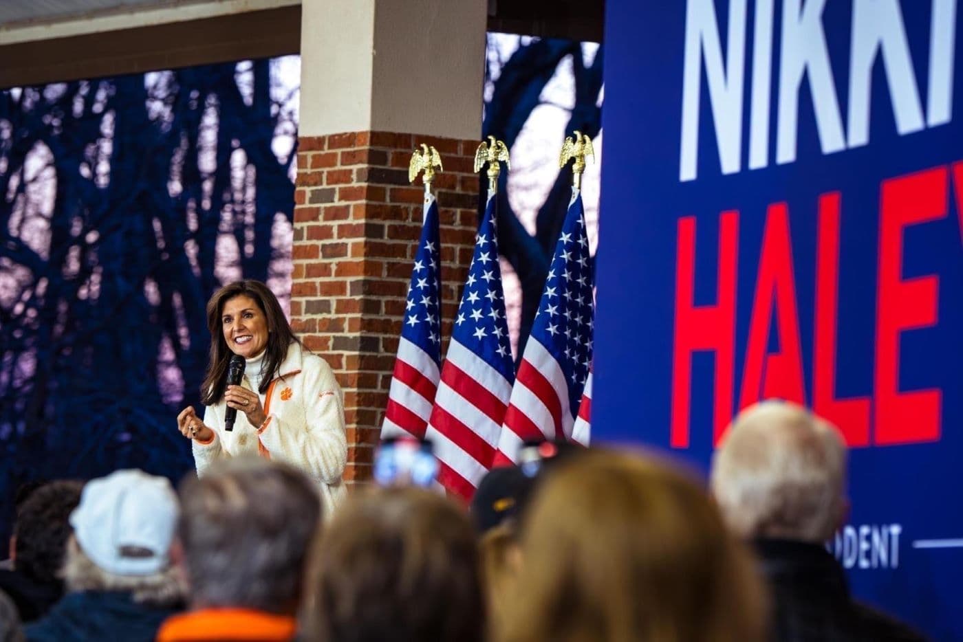 nikki Haley speaking at her alma mater Clemson University on Feb.20