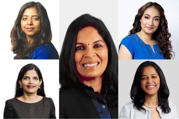 Top left- Ritu Narayan, Second left- Aradhana Sarin, Center- Sandhya Ganapathy, Top right - Geetha Murali, extreme right- Revathi Advaithi