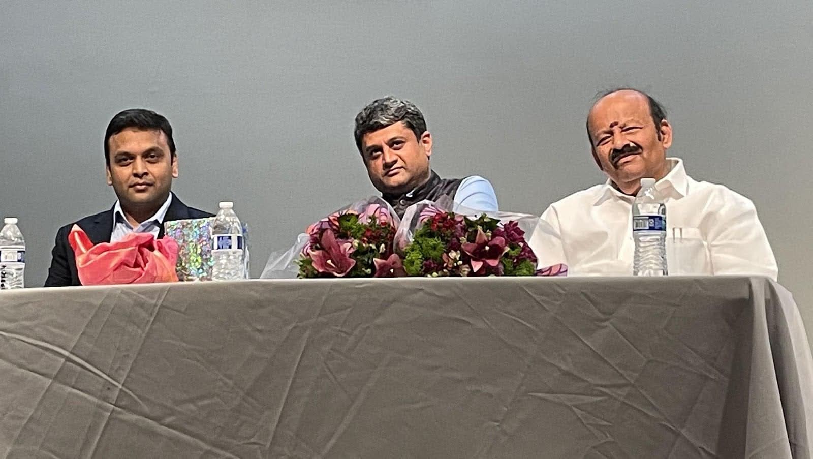 C Narasimhan (extreme right) addressed the Indian community in the US.