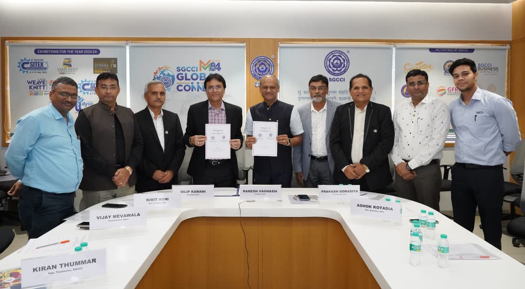 ચેમ્બર ઓફ કોમર્સે મિશન ૮૪ અંતર્ગત ભાવનગરના સૌરાષ્ટ્ર ચેમ્બર ઓફ કોમર્સ એન્ડ ઇન્ડસ્ટ્રી સાથે એમઓયુ કર્યા
