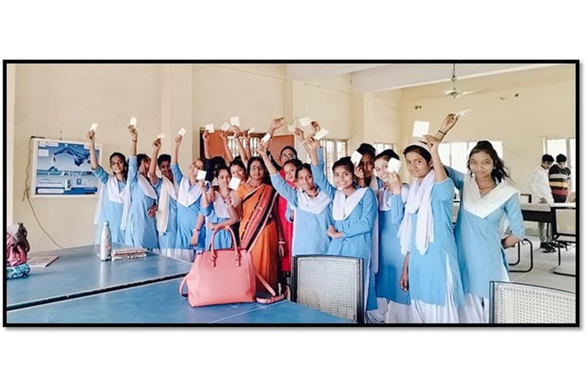 An awareness drive of Sangini: A WHEELS initiative with NOBA GSR to provide affordable sanitary pads to rural girls in India.