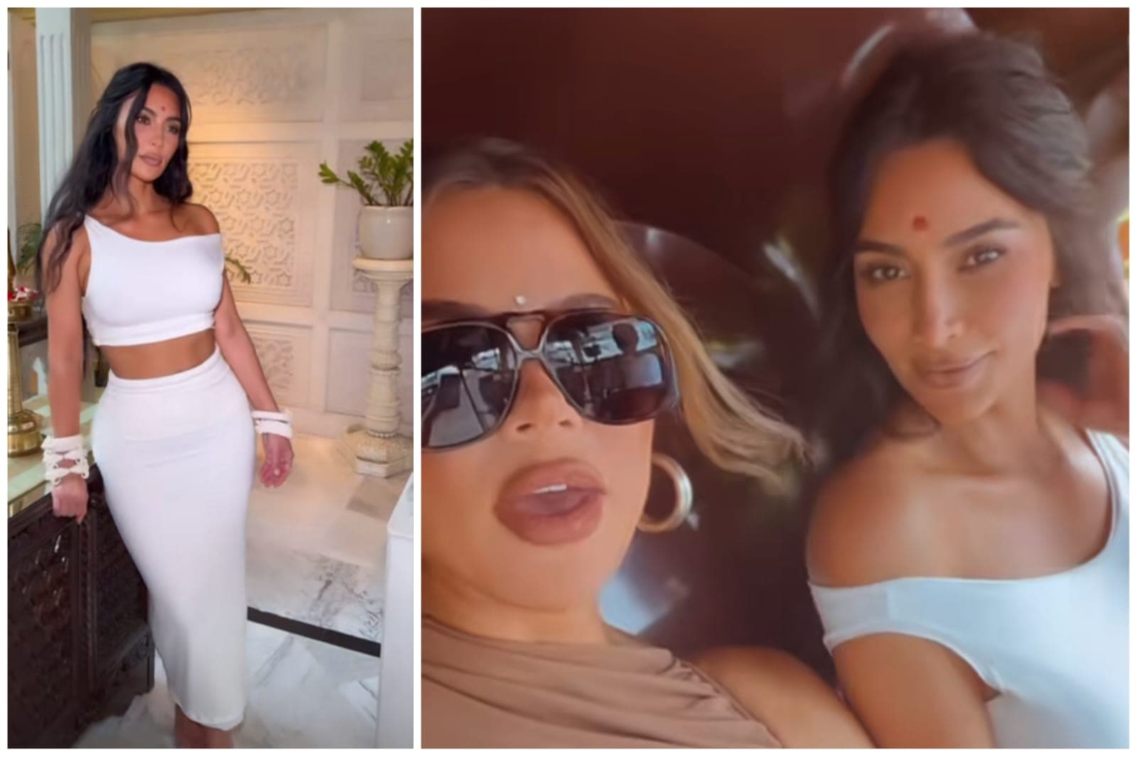 Kim and Khloe Kardashian in Mumbai, India.