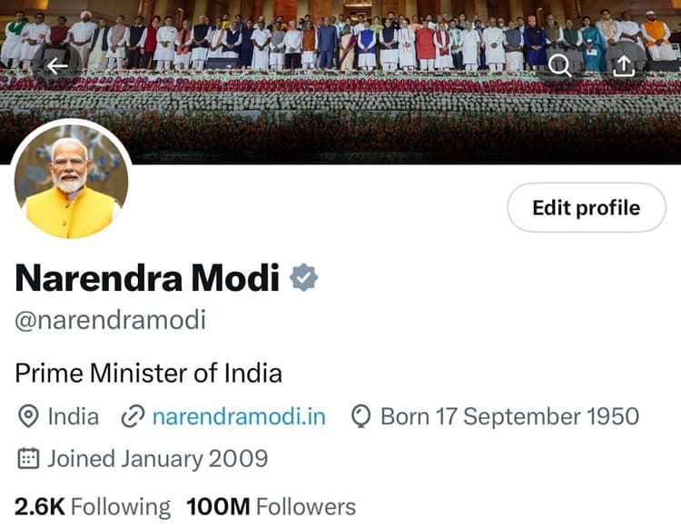 વડાપ્રધાને 100 મિલિયન ફોલોવર્સ થવા પર પોસ્ટ શેર કરી હતી.