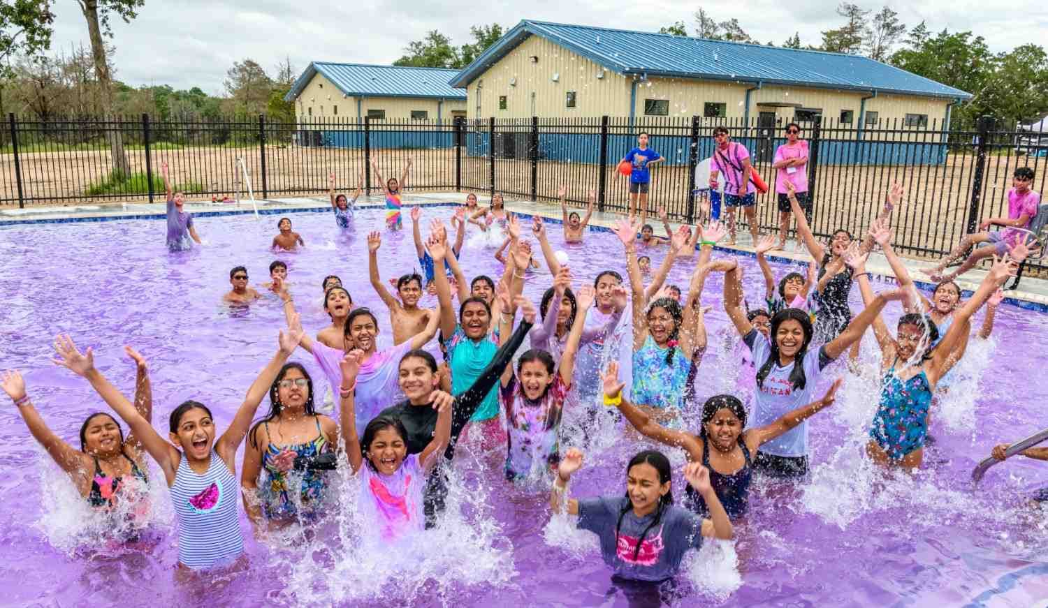 Campers swimming and having fun 