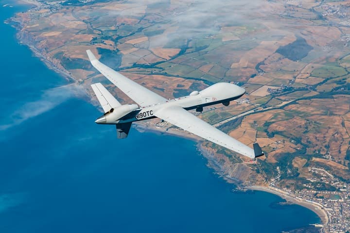 GA-ASIનું MQ-9B સ્કાયગાર્ડિયન® માનવરહિત વિમાન.