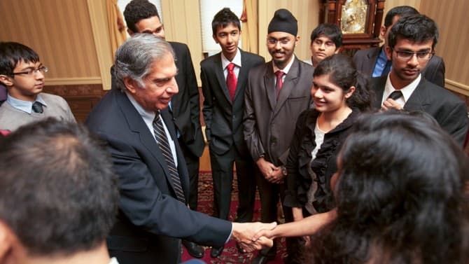 Tata with students at the 2012 Tata Scholars Reception.