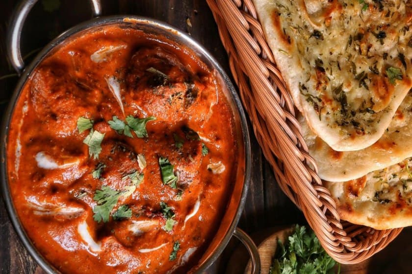 Butter chicken and naan