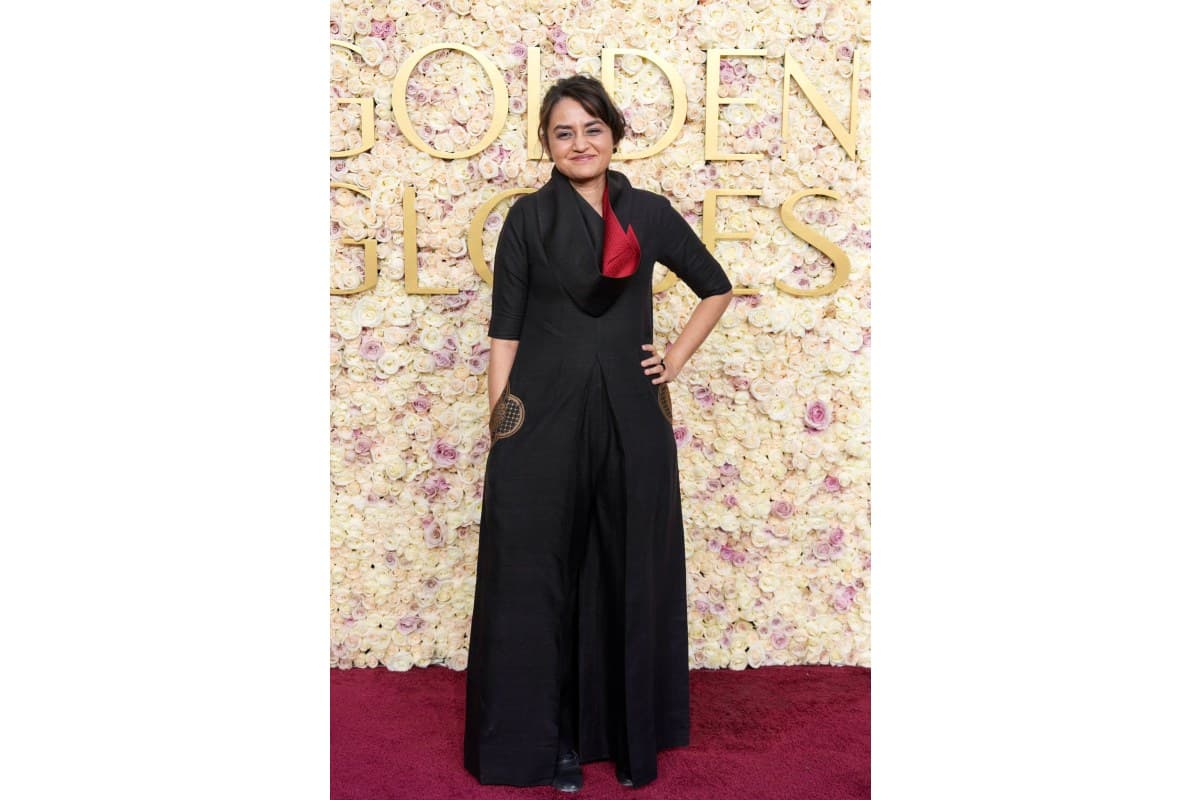 Lost but proud nonetheless, Payal Kapadia makes a stunning entry at the Golden Globes.