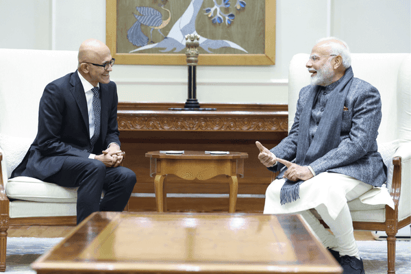 Microsoft Chairman and CEO Satya Nadella meets with  Prime Minister Narendra Modi.