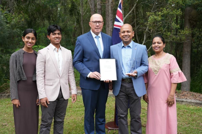 Dr. Sudipto Roy and family with Peter Dutton