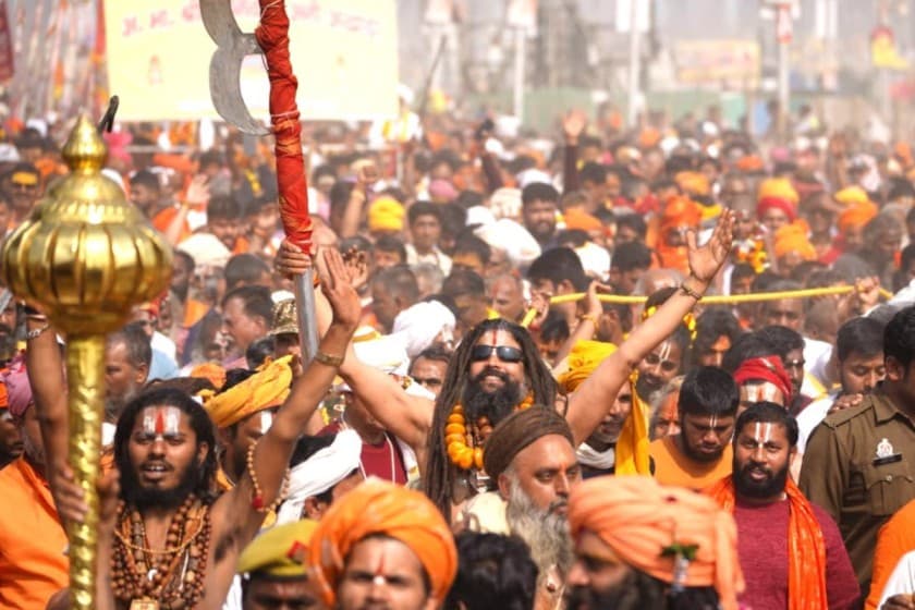Crowd celebrating the Maha Kumbh Mela 2025