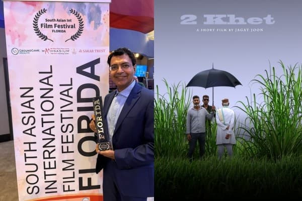 Sanjay Arora with the Award/ Official Poster of 2 Khet