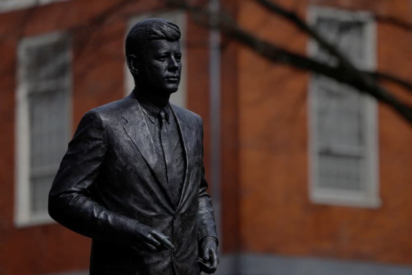 A statue of President John F. Kennedy stands outside the State House, as President Donald Trump plans to release about 80,000 pages of material related to the 1963 assassination of President Kennedy, in Boston, Massachusetts, U.S., March 18, 2025.