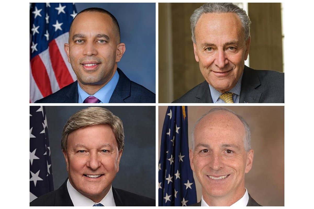 Democrat Hakeem Jeffries, Chuck Schumer, Republican Mike Rogers and Democrat Adam Smith.