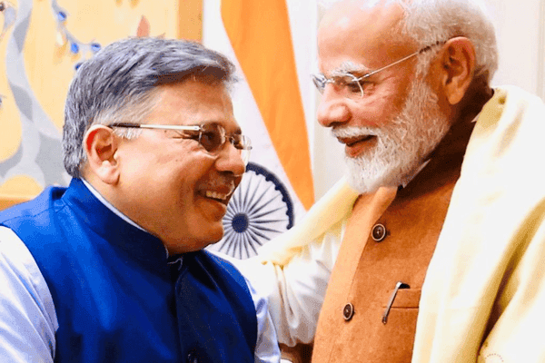 Pranav Desai founder of Voice of Specially Abled People (VOSAP) with Prime Minister Narendra Modi.