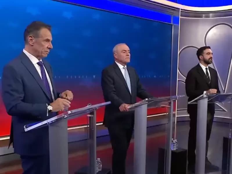 Andrew Cuomo, Curtis Silwa and Zohran Mamdani in NYC debate