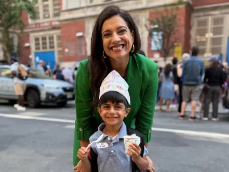 Reshma Saujani with her son