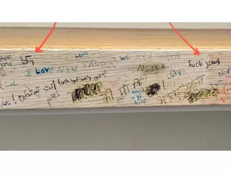 Racist graffiti at NYU library