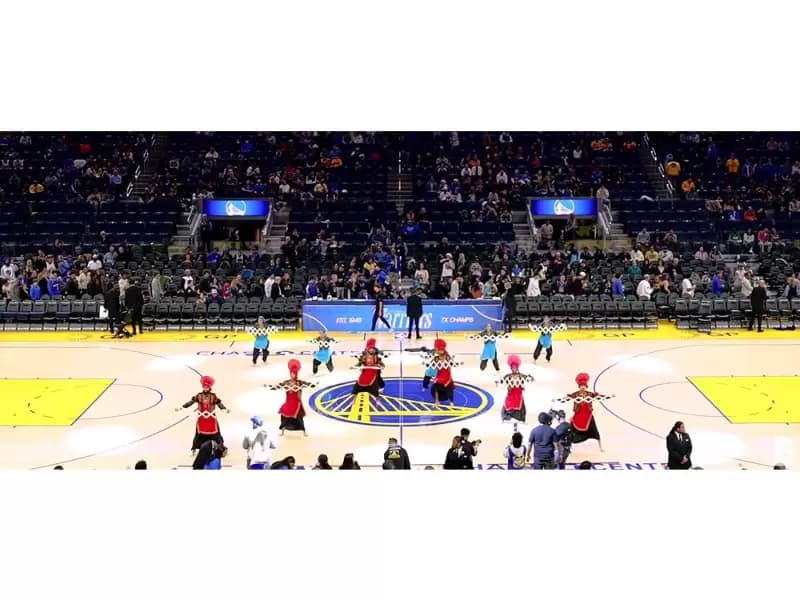 Screengrab from the Bhangra performance by ‘Bhangra Empire’ at the NBA halftime