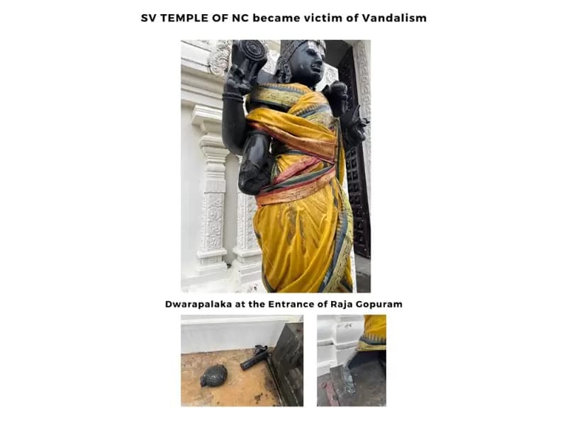Vandalism at the Sri Venkateswara Temple of North Carolina in Cary
