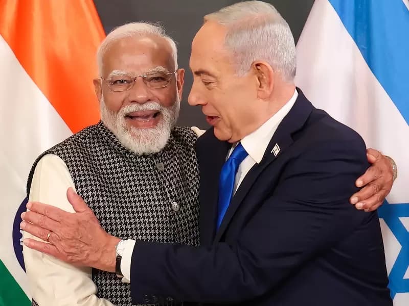 भारत के पीएम मोदी और साथ में इजरायली पीएम बेंजामिन नेतन्याहू