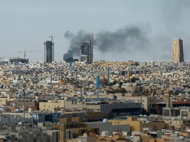 Smoke rises above the city, amid the U.S.-Israeli conflict with Iran, in Riyadh, Saudi Arabia, March 5, 2026. 