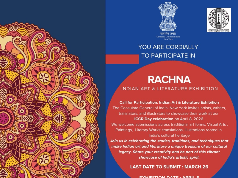 The Consulate General of India in New York to host an Indian Art & Literature Exhibition, ‘Rachna.’