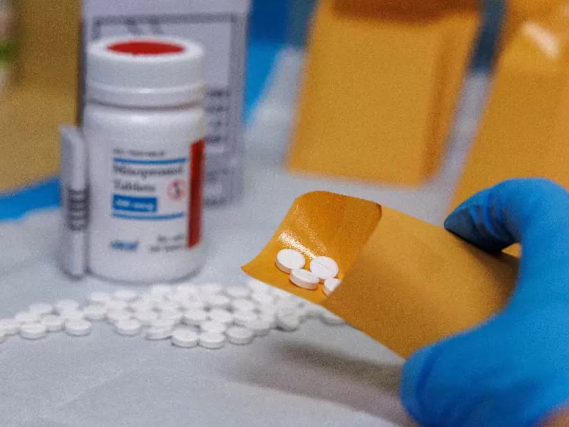Misoprostol pills, the second medication used in a medical abortion, are put in envelopes for patients at Alamo Women's Clinic in Albuquerque, New Mexico, U.S., Jan. 10, 2023. 