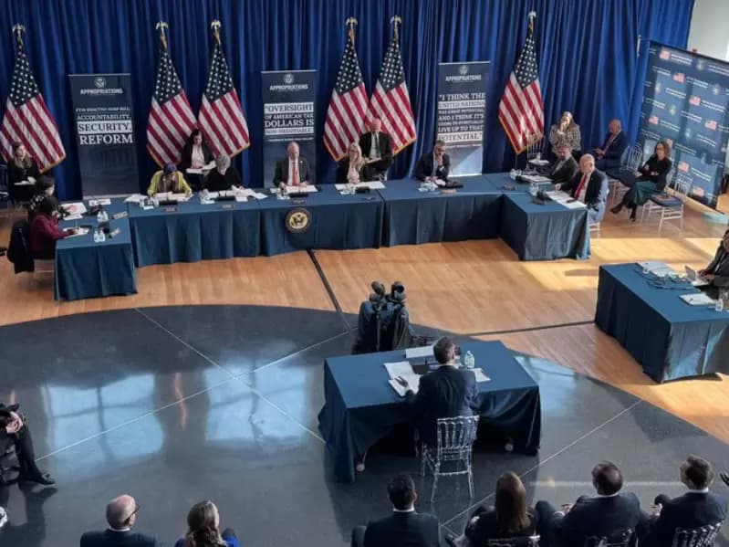 Mike Waltz testifying at a congressional hearing in New York