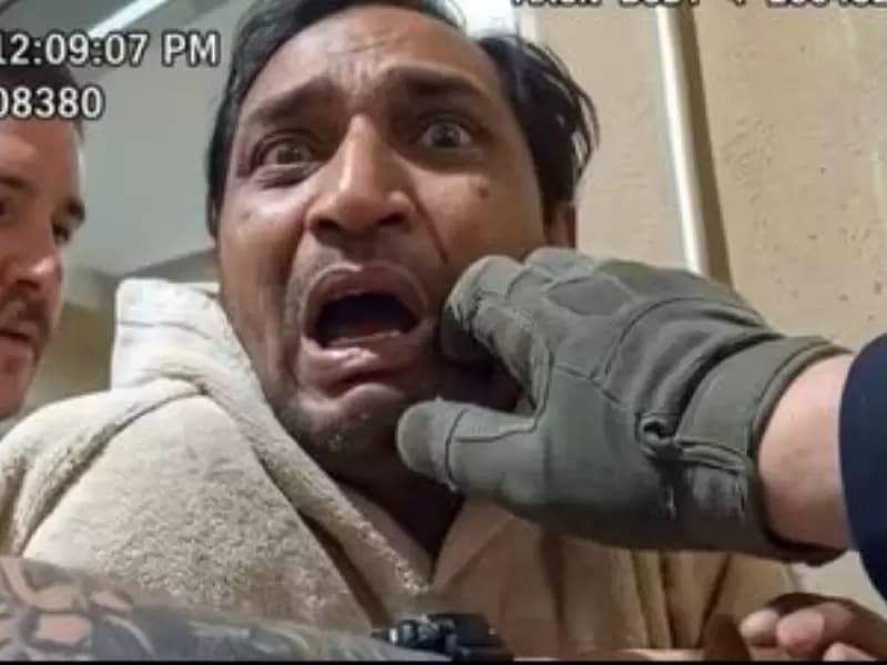 Nagaraju Balkam being arrested in the bodycam footage by Santa Fe Police Department