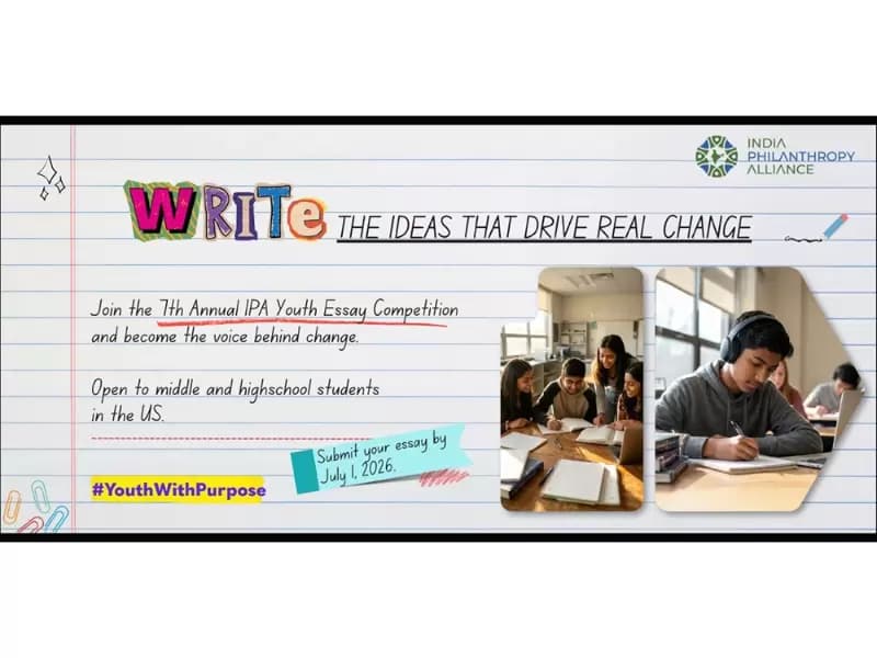 Poster for India Philanthropy Alliance’s (IPA) Youth Essay Competition