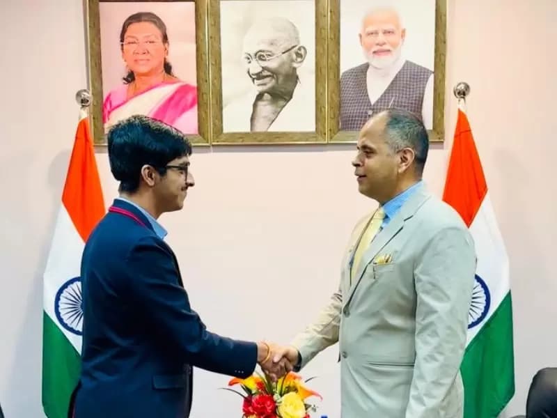 The Consulate General of India in Shanghai honored student Arjun Chaturvedi.