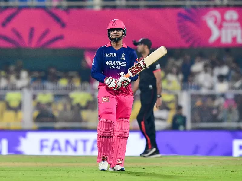  Rajasthan Royals' Vaibhav Sooryavanshi walks off the field after his dismissal during the Indian Premier League (IPL) 2026 match between Rajasthan Royals and Chennai Super Kings at Barsapara Cricket Stadium in Guwahati on Monday, March 30, 2026. 