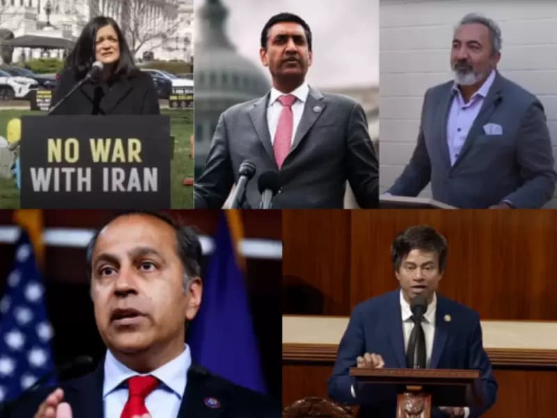 (Top L-R) Pramila Jayapal, Ro Khanna, Ami Bera/ (Bottom L-R) Raja Krishnamoorthi, Shri Thanedar