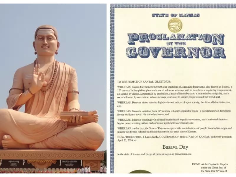 Statue of Basava and the Proclamation by Kansas Governor
