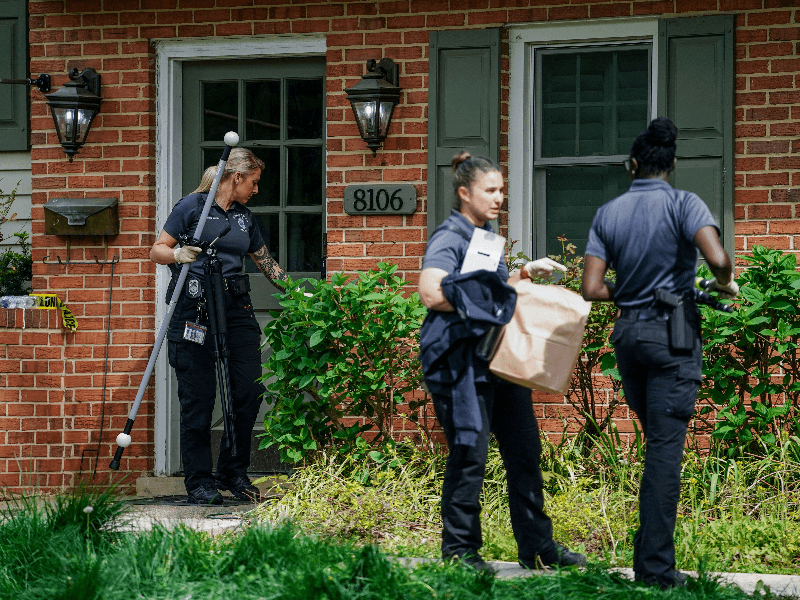 Police officers work at the home of former Virginia Lieutenant Governor Justin Fairfax, after he shot and killed his wife Cerina Fairfax and himself, according to police, in Annandale, Virginia, U.S, April 16, 2026.
