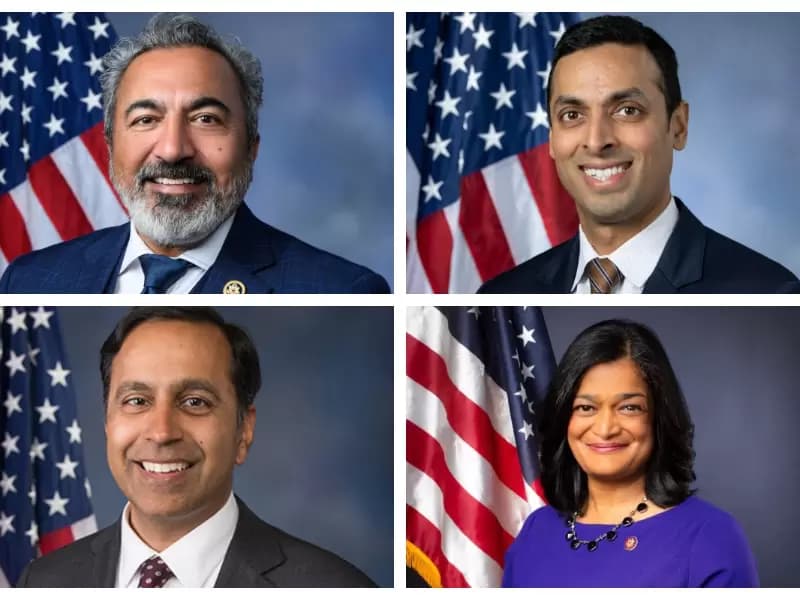 Congressmembers Ami Bera, Suhas Subramanyam, Raja Krishnamoorthi and Pramila Jayapal