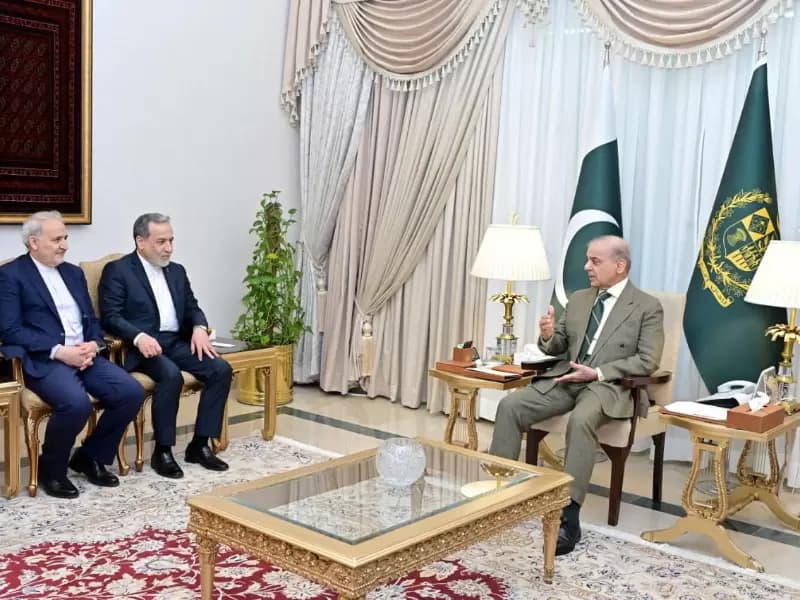 Pakistan's Prime Minister Shehbaz Sharif meets with Iranian Foreign Minister Abbas Araqchi in Islamabad, Pakistan, April 25, 2026. 