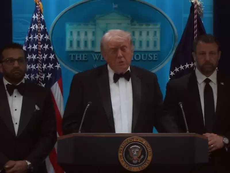 President Donald Trump addressing the media