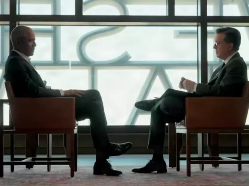 Barack Obama with Stephen Colbert