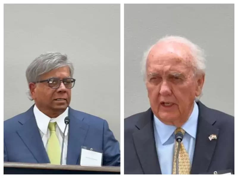 Veteran Indian American community leader Swadesh Chatterjee and Former U.S. Assistant Secretary of Commerce Ray Vickery