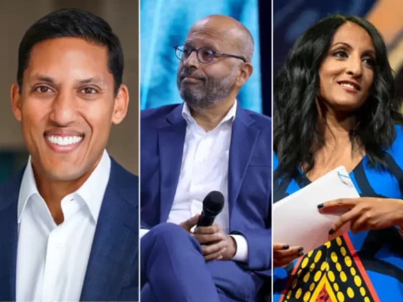 (From L-R) Rajiv J. Shah, Deepak Bhargava, Anna Verghese 